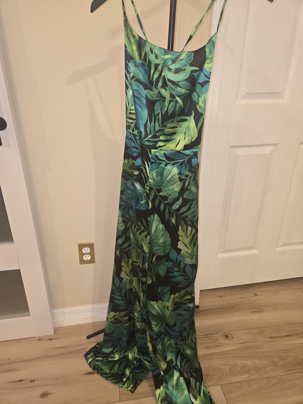 Green Leaf-Print Jumpsuit